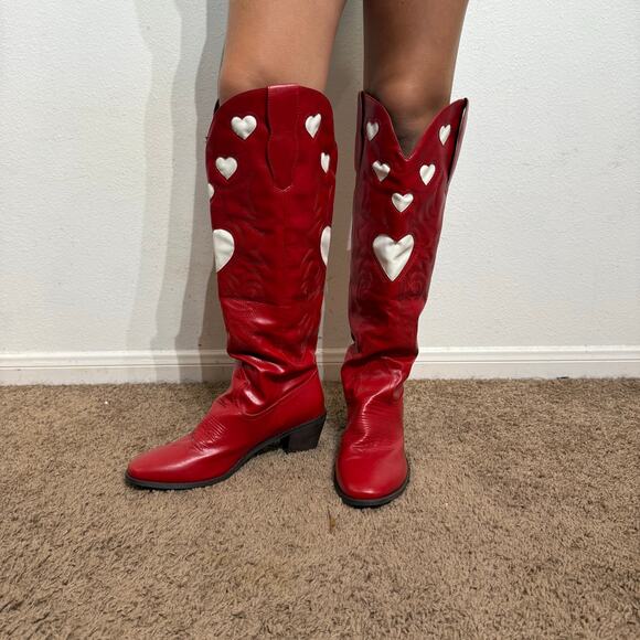Red Heart Cowgirl Boots Sz 43 - Picture 4 of 9